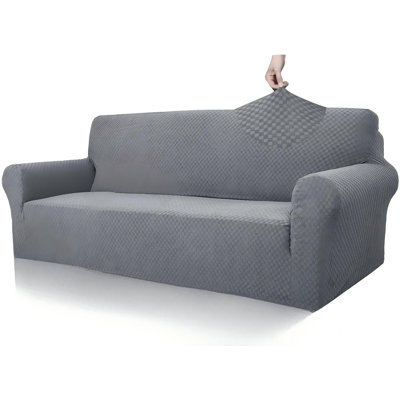Housse de canapé en jacquard 1 pièce pour canapé de 3 coussins de salon Housse de canapé extensible pour animaux de compagnie Anti-dérapant Housse de protection pour meubles (canapé, gris clair)