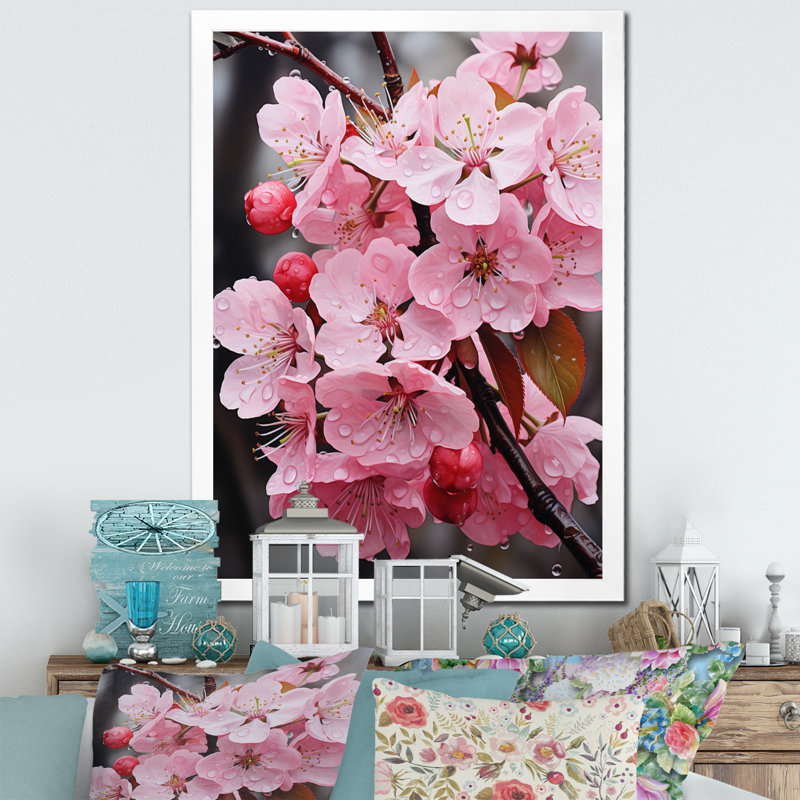 Apple Blossom Monochromatic Elegance XVI - Floral Canvas Prints, H 20 po x l 12 po, Cadre simple blanc