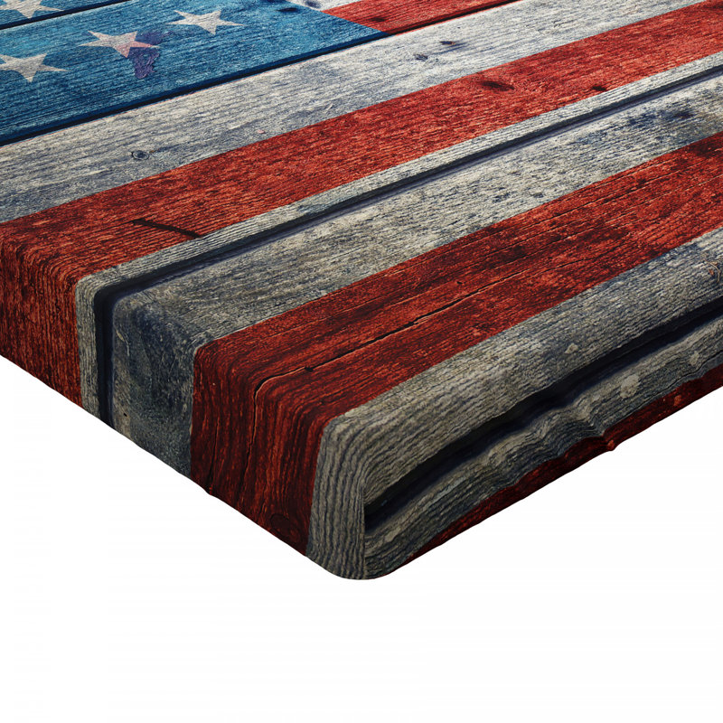 Twin Blue and Red Microfiber American Flag Print Fitted Sheet