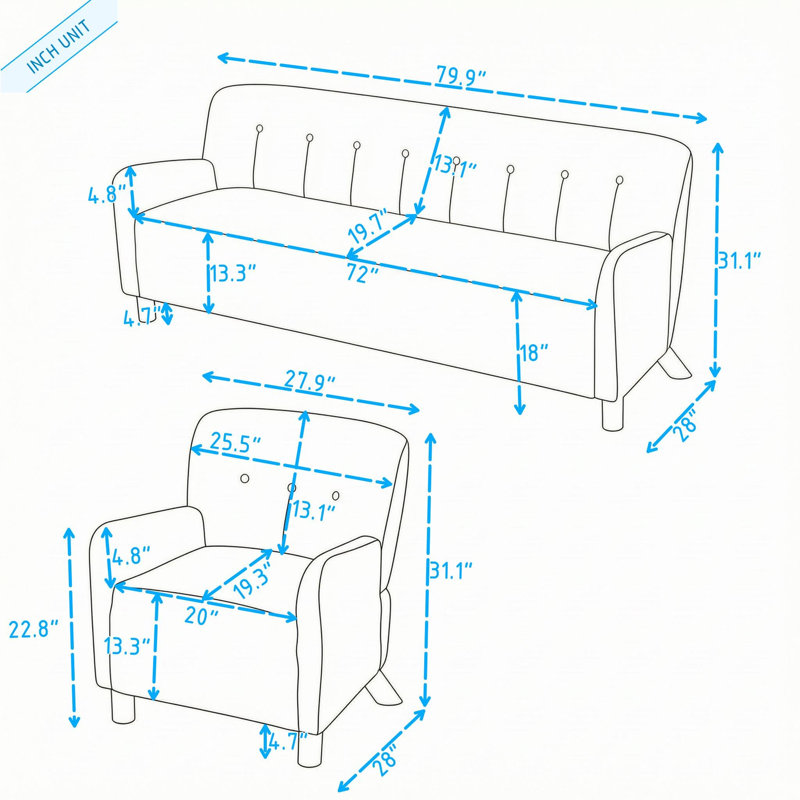 Ensemble canapé et fauteuil 3 pièces, Beige
