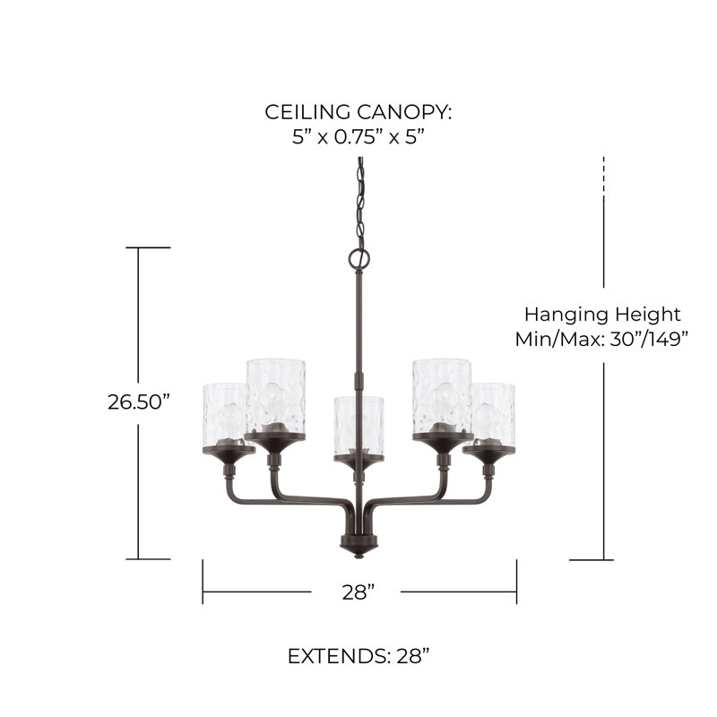 Colton Dimmable Classic / Traditional Chandelier, Bronze, 5