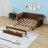 Convertible Wood Daybed with Built-in Desk, Drawers and Extendable Armrests-599081661-599081663