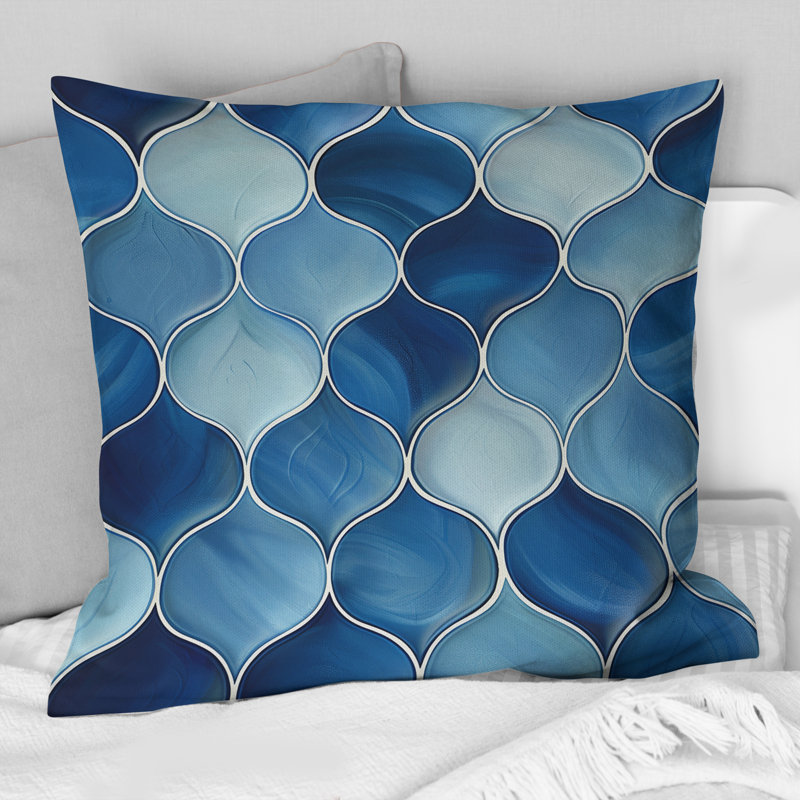 Coussin moderne bleu Ogee Patten VI - bleu, H 16 po x l 16 po
