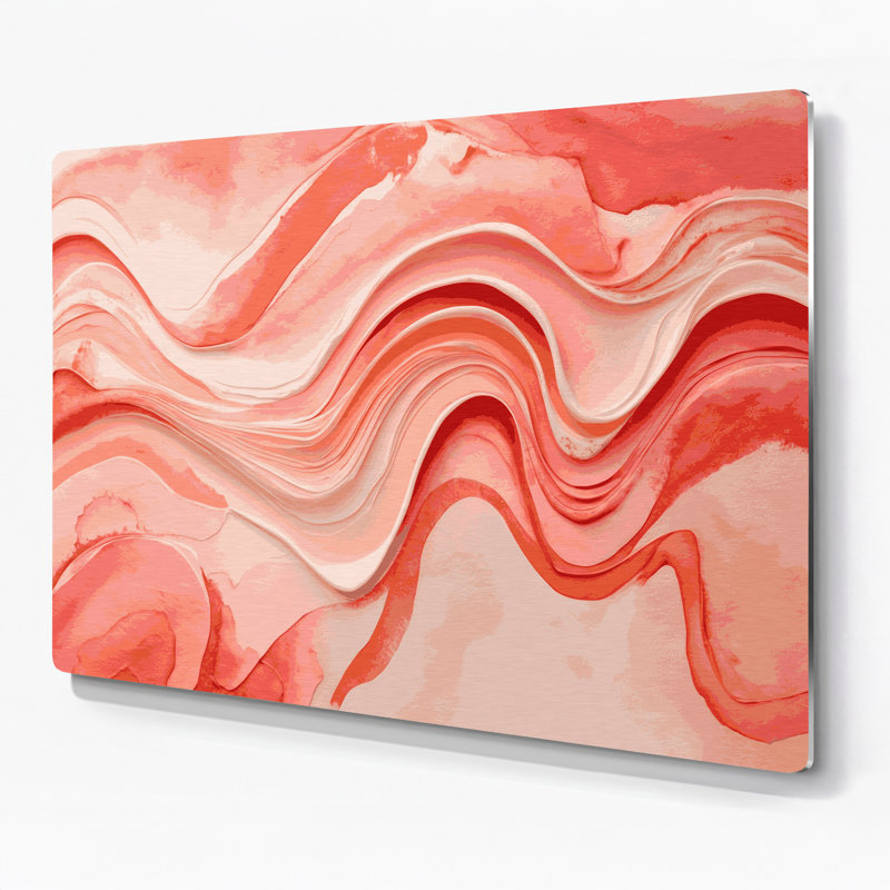 Aquarelle abstraite 1, art mural en métal rose, H 20 po x l 24 po