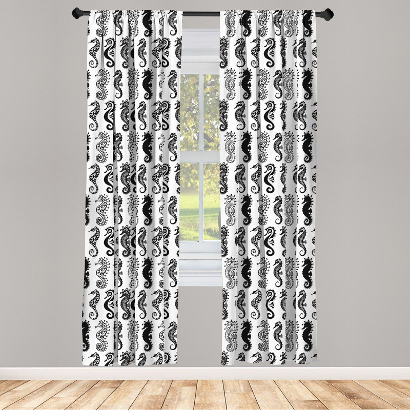 Seahorse Semi-Sheer Rod Pocket Sliding Panel, 28" x 84"