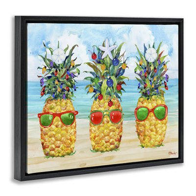 Art mural sur toile flottant avec ananas gris encadré par Paul Brent