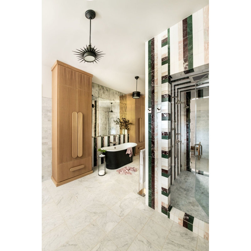 Elizabeth Sutton Arc Linear 12x12 Polished Marble Mosaic Tile, Passion