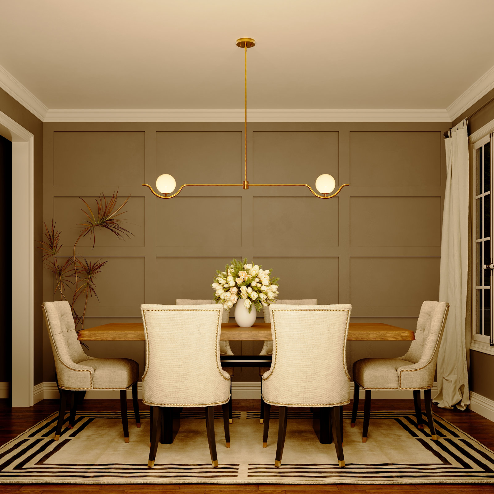 Banff Dimmable Chandelier, 2, 6.40" H x 53.70" W x 5.10" D