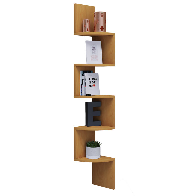 Seroud 123 cm H x 19 cm W Floating Bookcase, Beech