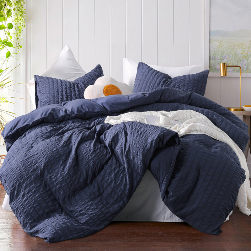 Duvet Cover, King Duvet Cover + 2 King Shams, Navy Blue