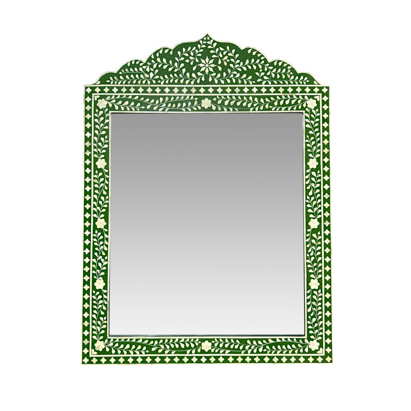 Marrakech Bone Inlay Mirror- Green, Green