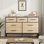 Commode spacieuse à 7 tiroirs pour la chambre à coucher, armoire de rangement en bois de 52 po de largeur, grand organisateur multifonctionnel avec trousse anti-basculement pour entrée, salon, finition chêne brun foncé