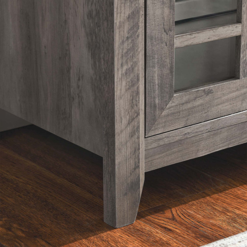 TV Media Stand With Electric Fireplace KD Inserts Heater, Gray Wash