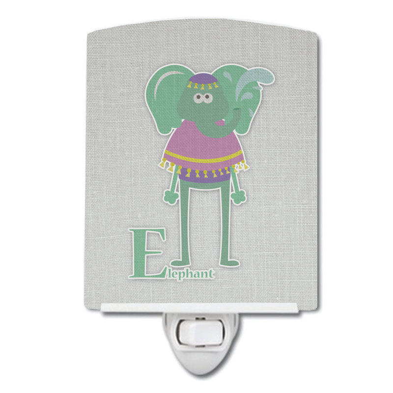 Alphabet E for Elephant Ceramic Night Light