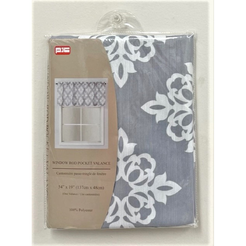 Cantonnière damassée sur mesure 54 "en damas de polyester gris