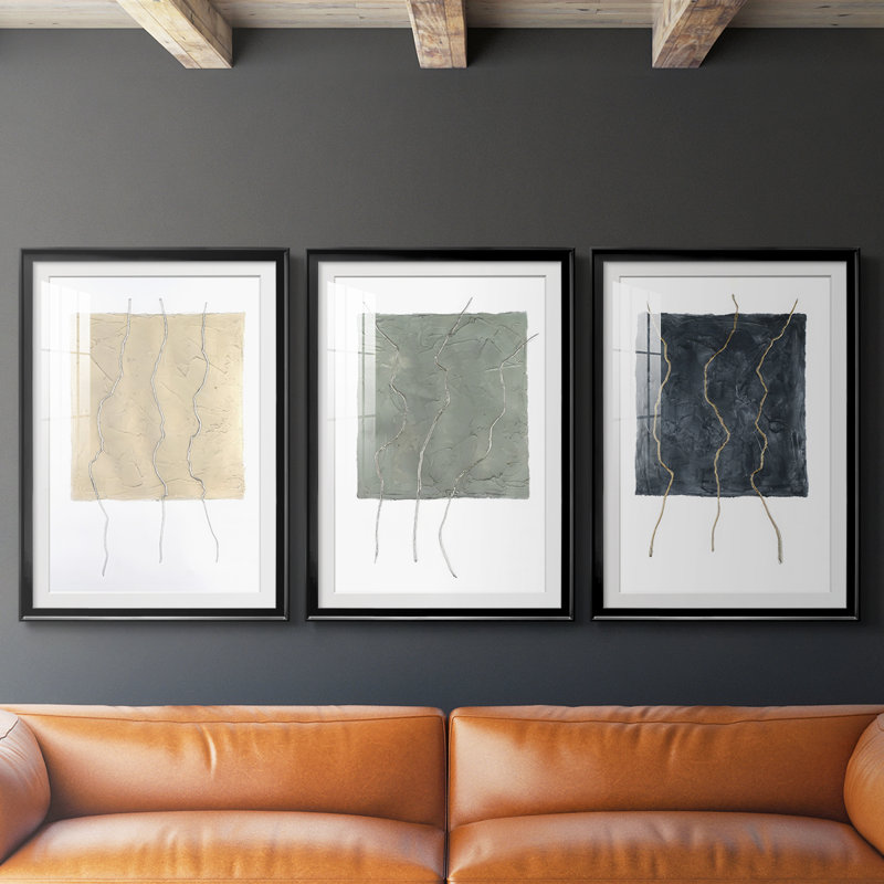 Divided Plot I  -Custom Framed  Premium Print W Matt - 3 Pieces, Black, 21" H x 30" W