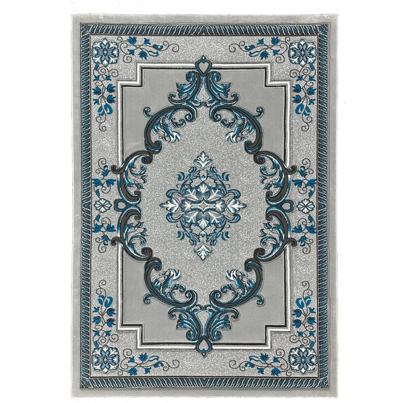 Tapis bleu sarcelle Ramsel, Rectangle 7 pi 9 po x 10 pi 8 po