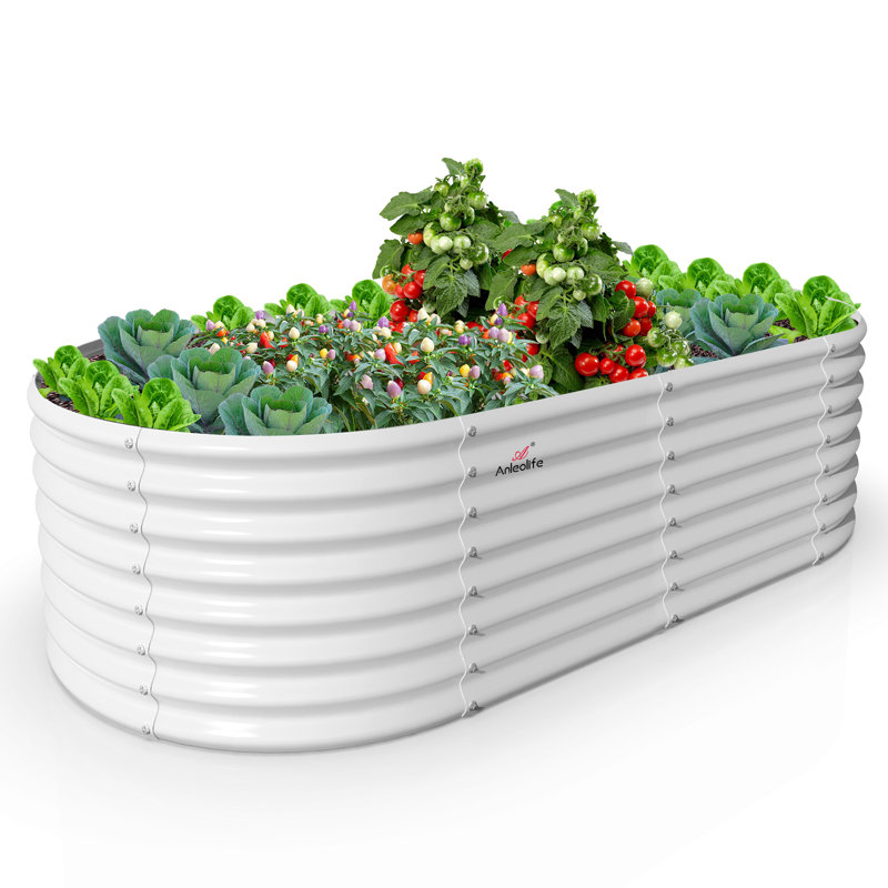 Lits de jardin surélevés d'extérieur Ragna, Blanc, 8 pi x 4 pi