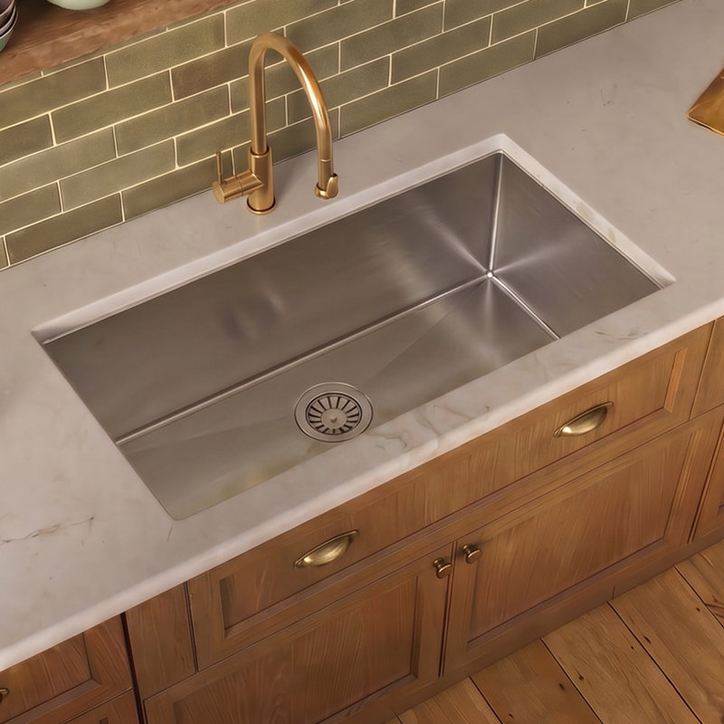 Whitehaus 32" brushed stainless steel commercial single bowl undermount sink