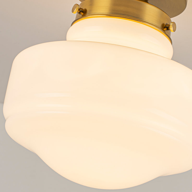 8" Mid-Century Schoolhouse Semi-Flush Mount Light