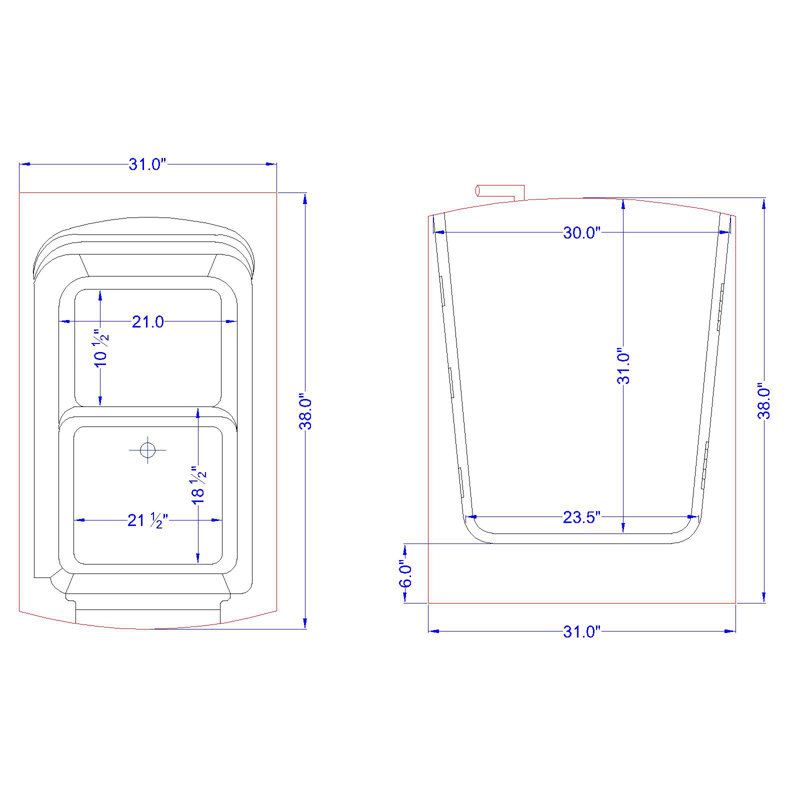38'' x 33'' Fiberglass Bathtub with Faucet, Right 1