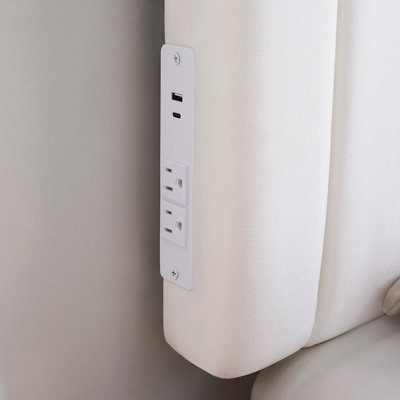 Tavira Allure® College Dorm Left Side Outlet Headboard with Legs - Classic Panel - Velvety White