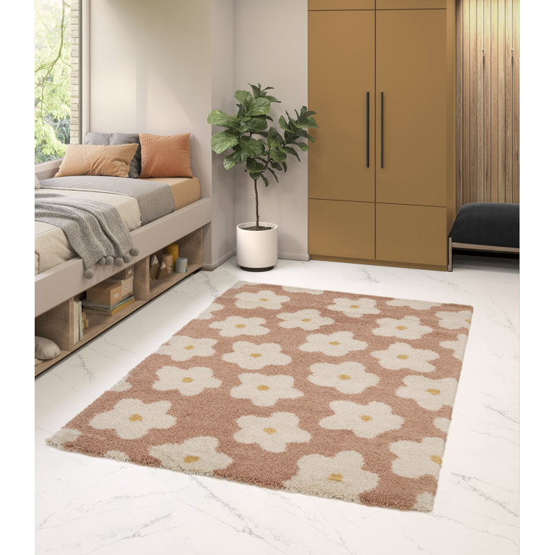 Dedie Floral Shag Area Rug, Rectangle 120 x 170 cm