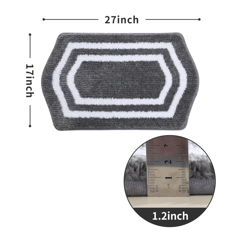 Tapis pour salle de bain Shilyn, L 17 po x L 27 po, Gris