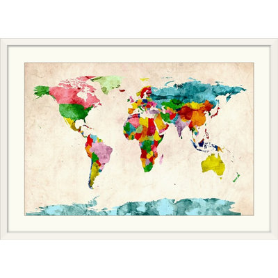 Francy " World Map Watercolors " by Michael Tompsett
