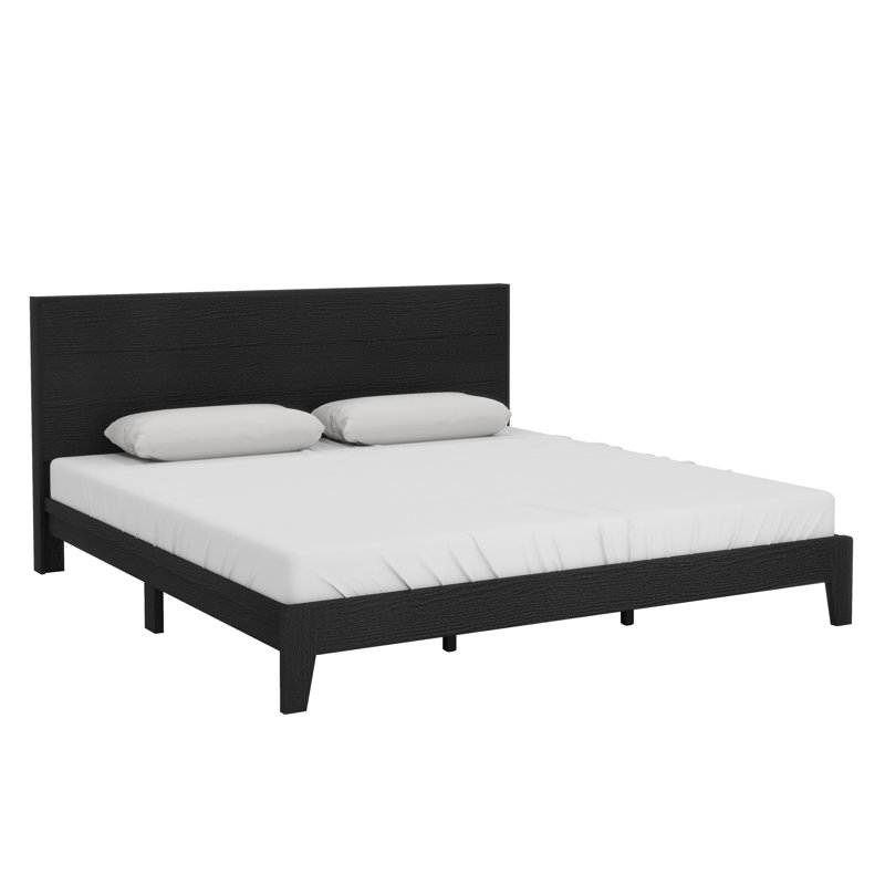 Allyannah Levison Platform Bed With Headboard, King, Black Oak