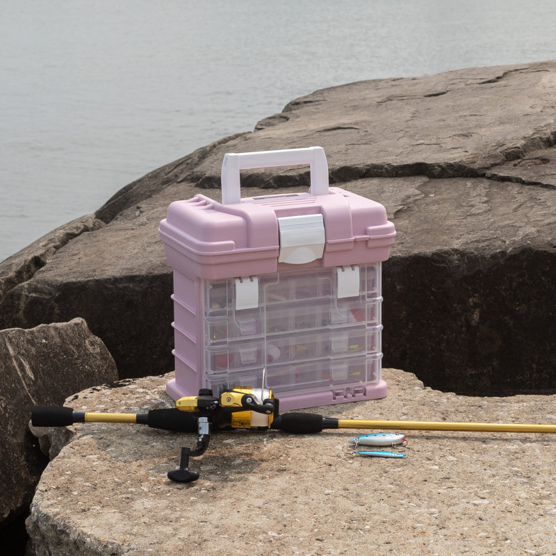 Stalwart Small Parts Organizer Tool Box - with Drawers and Customizable Compartments, Pink