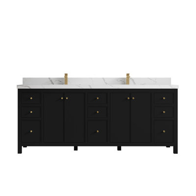 Meuble-lavabo double 84 po avec plateau Chicago