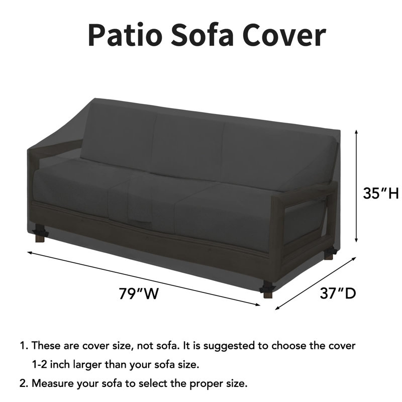 Waterproof Patio Sofa Cover UV Resistant 3 Seater Outdoor Sofa Cover Weatherproof Lawn Patio Furniture Cover with Tape Sealed Seam, (Black)