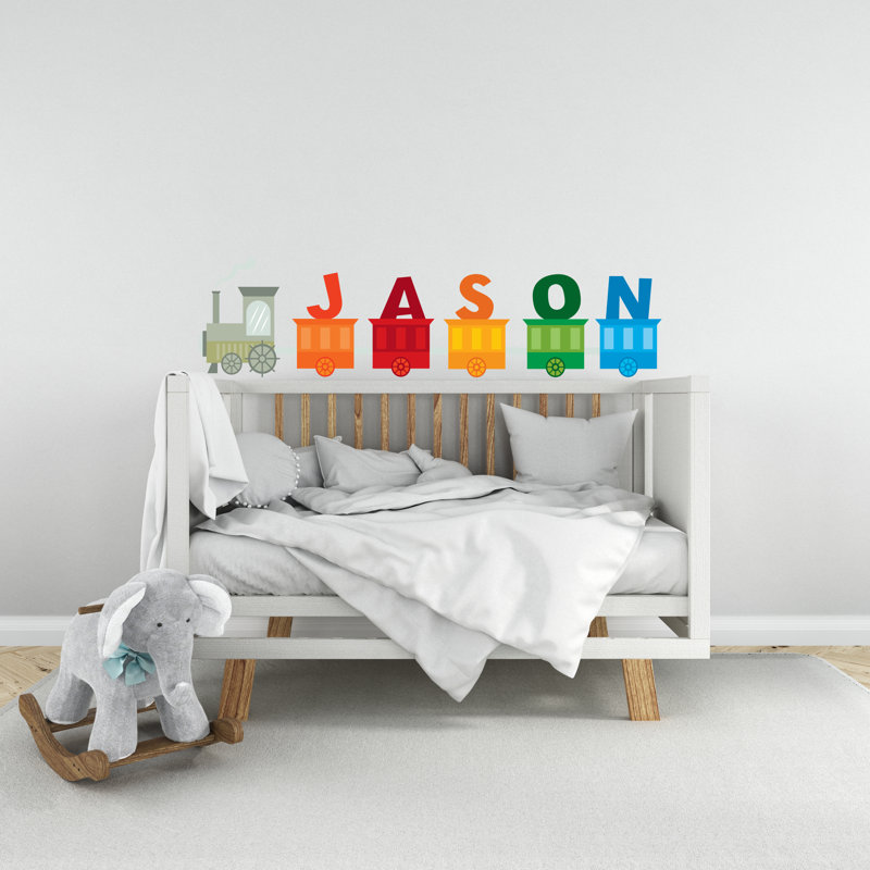 Adhésif décoratif train chambre de bébé personnalisable, H 43 po x l 10 po, Oui
