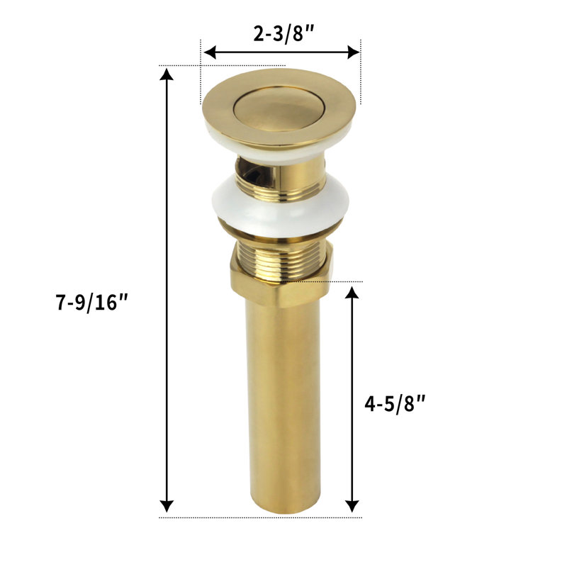2.4"W POP-UP Bathroom Sink Drain Stopper, Brass Gold
