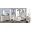 Lit à panneau grand moderne 1Pc avec éclairage de tête de lit avec revêtement en similicuir beige capitonné-1900762438