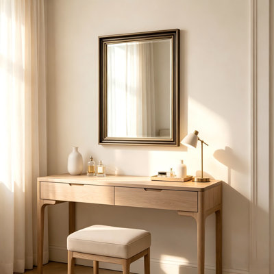 Miroir mural rectangulaire 20 po x 16 po avec finition cuivre rétro pour salle de bain, entrée