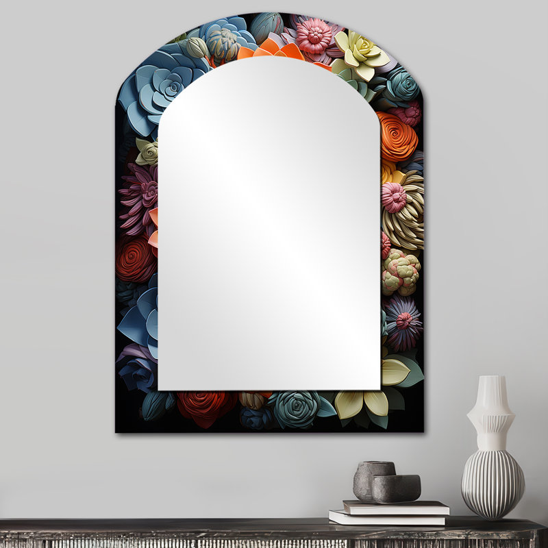 «Colorful Succulents Natures Resilience», miroir mural décoratif à arche de plante grasse, grand miroir traditionnel asymétrique, impression d'art en métal