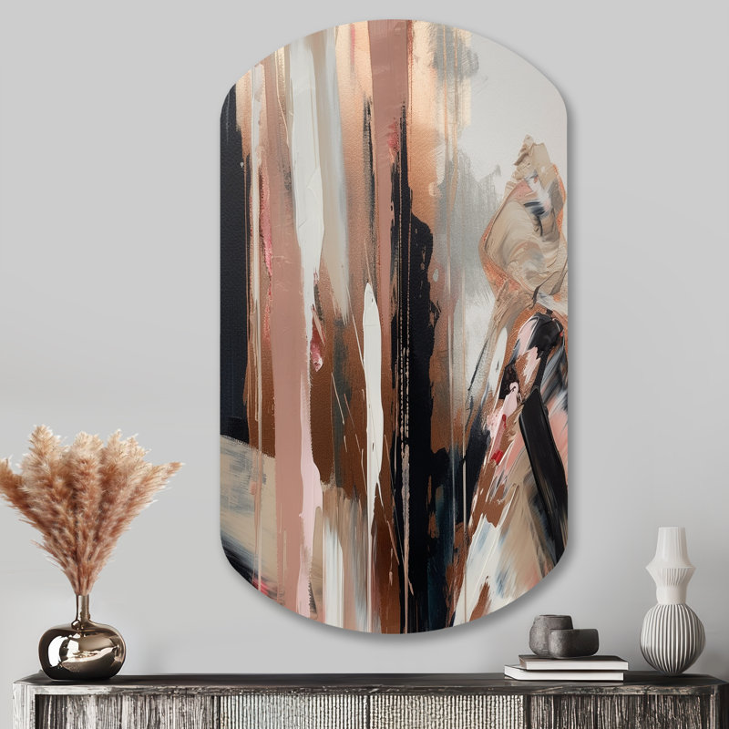 Meher Brown And Black Beyond Boundaries I - Cylinder Abstract Metal Wall Decor, Asymmetrical Metal Wall Sculpture Print