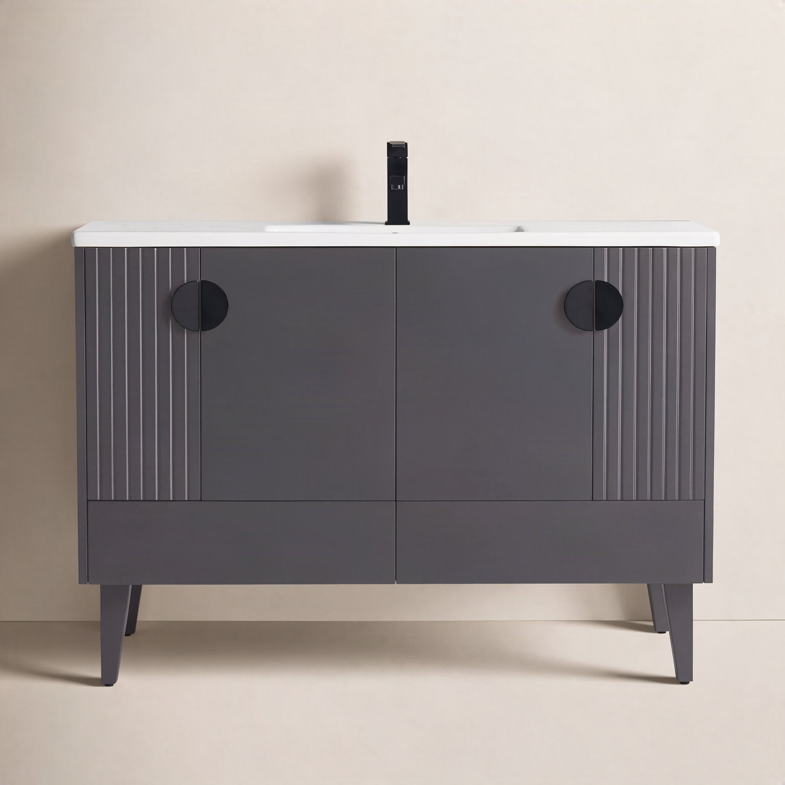 Saimah 48'' Single Bathroom Vanity, Rock Gray, Black