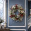 Couronne de Noël illuminée de 61 cm (24 po) avec des pommes de pin, 20 lumières DEL, 8 modes d'éclairage, feuillage en PVC, décoration intérieure et extérieure