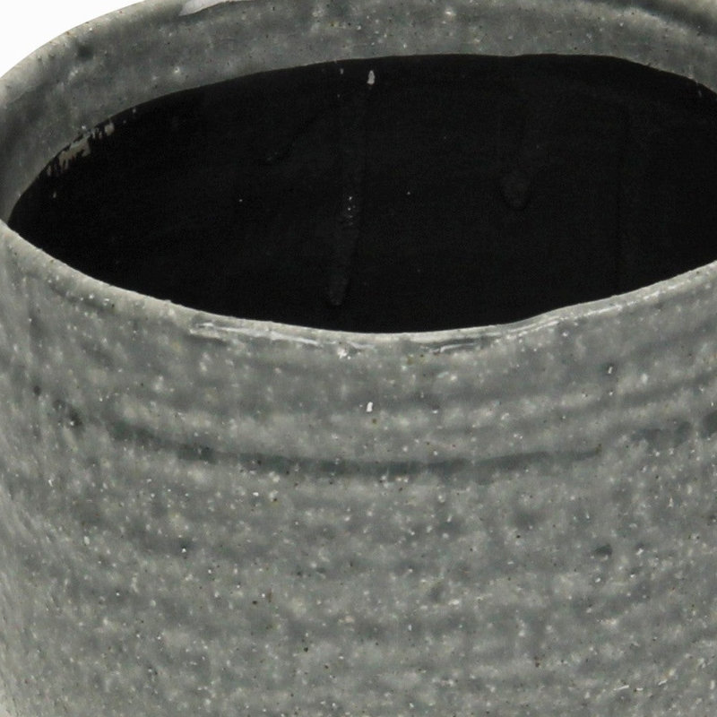 Gray Ceramic 19 Ounce Two Toned Round Distressed Pot Planter