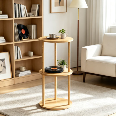 Table ronde ronde 11,8 pouces, petite table d'appoint à 3 niveaux avec pieds en bois, table de bout pour petits espaces, balcon, bureau, table multifonctionnelle peu encombrante pour plantes, livres, boissons