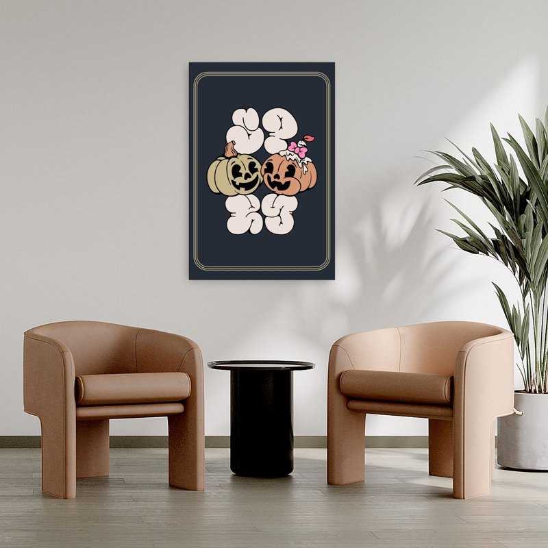 Affiche murale d'automne rétro vintage avec de jolies citrouilles Boo, H 36 po x l 24 po