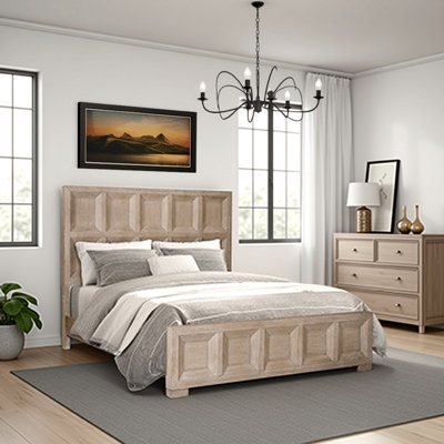 Kizie Bed, Modern Classic Recessed Panels,  Solid Wood