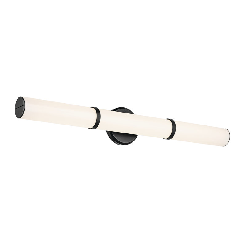 32" Bath Bar Large LED with White Glass, Satin Black