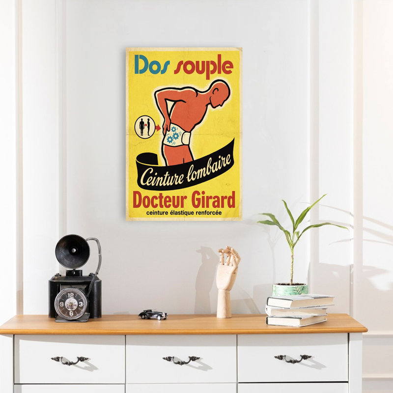 «Vintage French Back Support Retro», reproduction d'art murale rétro, 24" H x 16" W
