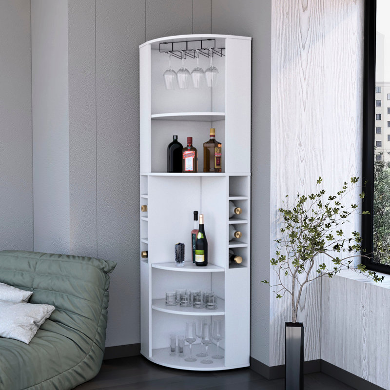 5-Shelf White Living Room Bar Cabinet - Maximizes Space Utilization Efficiently, And Attractive Corner For Home Optimizes Storage, Fashionable