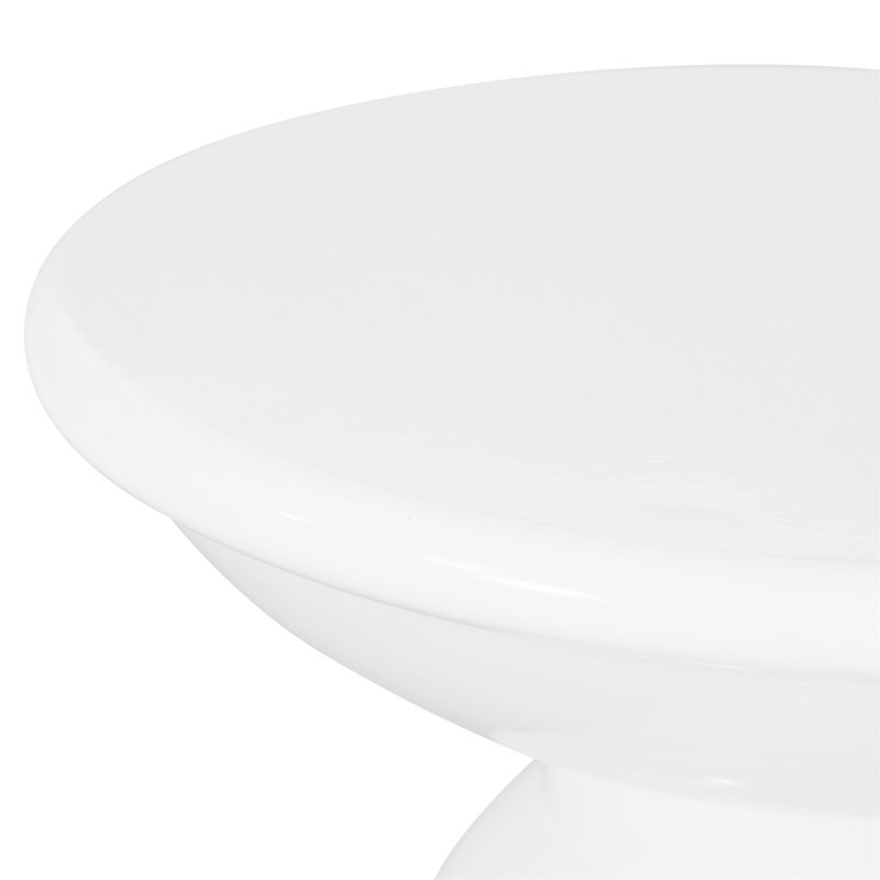 Caneisha Round Iron Outdoor Side Table, White