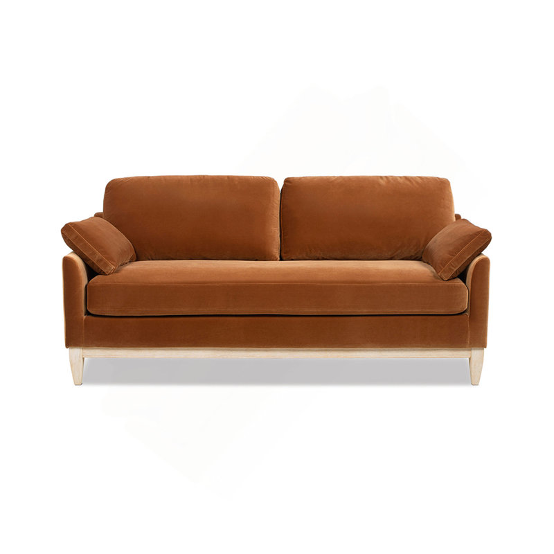 Canapé de style campagne moderne en velours orange brûlé 75,5 po